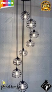 Lampu Gantung Void Tangga 8in1 minimalis Modern Vintage Klasik Retro Ruang Tamu Plafon Dekorasi Hias Mini Bar Ruang Tamu Aesthetic
