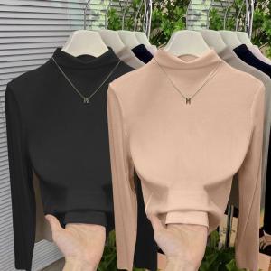 Lieoyuarn | Semi High Neck T-Shirt Slimming Spring Summer Autumn