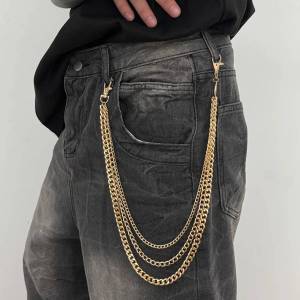 Ingemark Hip-Hop Punk Metal Pants Chains Jeans Pendant Accessories Men Trendy Simple Multi-layer Thick Waist Chain Accessories