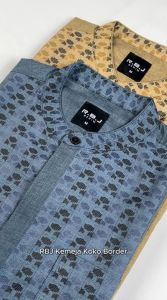 RBJ Kemeja Koko Border Biru Coklat Regular Fit Pria