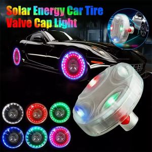Solar powered car wheel hub lights ghost fire rainbow flashing decorative lights electric car valve lights motorcycle tire li
