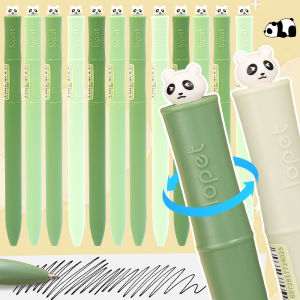 6Pcs Creative Rotating Type Cartoon Panda Plastic Gel Pen Students Writing Smooth 0.5mm Superfine Black Signature Pens Stationery