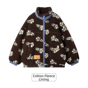 MUCMUKN | Flower Jacquard Faux Lamb Fur Printed Coat