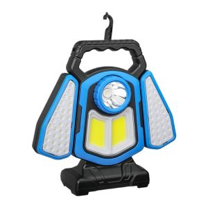 Solar Rechargeable LED Camping Lantern with Strong Beam Flashlight Portable Outdoor Multifunctional Searchlight for Tent Hiking
