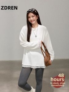 ZHANGDAREN | Áo Dài Tay Layered Thêu Ren Giảm Cân Cho Phụ Nữ Plus Size