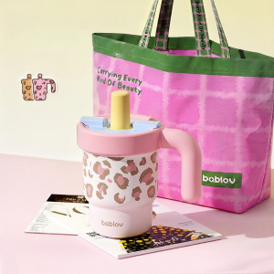 bablov | Leopard Pattern Straws Insulated Water Bottle