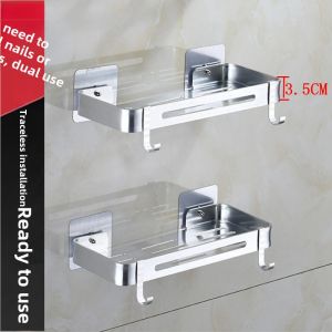 Nail-Free Bathroom Storage Rack Bathroom Toilet Sink Bathroom Storage Aluminum Alloy Wall Hanging Double Layer