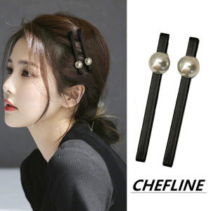 Elegant Black Velvet Pearl Hair Clip Duckbill Clip Versatile Korean Style Side Bun Holder Hair Accessories Simple Design