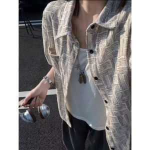 CHENMU | Korean Style Checkered Short Sleeve Summer Shirt Cleanfit Lazy Texture