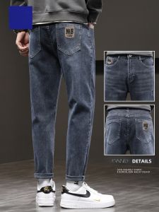 ROMON | Romon Mens Straight Leg Jeans Casual Trendy Loose Fit Stretch Denim Long Trousers Autumn Winter New Style Youthful Wear