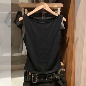 DVDK | French Style Black Halter Tank Top Summer No-Sleeve