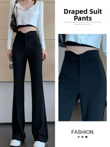 High Waist Slim Flared Trousers