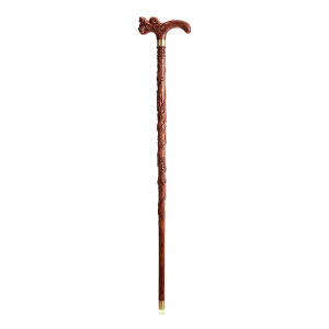 MOQILIN | Intaglio Dragon Pattern Wooden Walking Cane