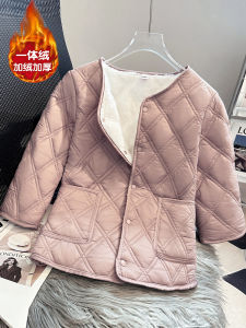 Áo Khoác Cotton Lót Lông Vũ Dày Cho Nữ Mùa Đông Có Lớp Lót Bên Trong Bảo Vệ Vai Áo Khoác Mẹ Tay Ngắn Cổ Tròn Một Nút