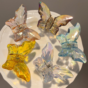 🔥Ins Fantasy Butterfly Hair Claw Clip Small Transparent Colorful Hair Clip Girl Coiled Hair Clip LovelylifeFu👍