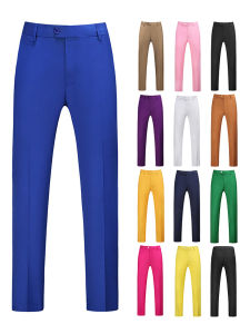Royal Blue Mens Straight Leg Business Casual Trousers Large Size Spring Autumn Quality Professional Colorful Workwear