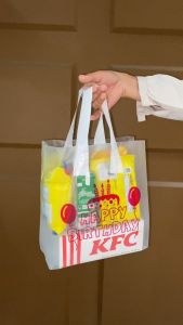 Soft Handle 20x30 Plastik HD Dove Motif HBD PINK isi 50 Kantong Bingkisan Snack / Tas Souvenir Ultah