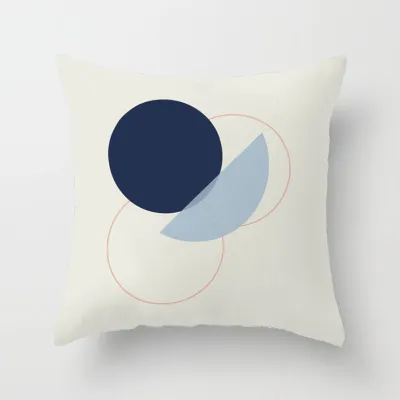 Nordic Geometry Simple Minimalist Blue Line Sofa Pillowcase Home Decorative Cushion Cover Square PP Cotton Filling
