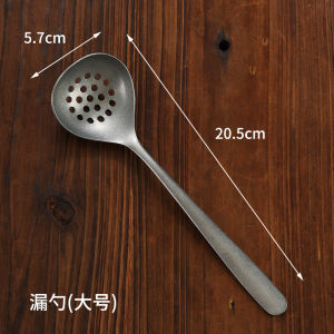 Retro Stainless Steel Long-Handled Soup Spoon for Drinking Soup And Sauce Old-fashioned Kitchen Cooking Utensil