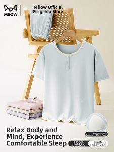 MiiOW | Cotton Summer Pajama Set Comfortable Loose Fit Built-in Bra