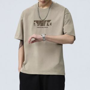 Vancl Summer Mens Loose Fit Short Sleeve T-Shirt round Neck Versatile Top Cotton Polyester Blend Breathable Fashionable