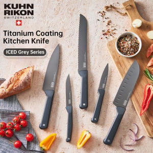 KUHN RIKON Chef Knife Titanium Coating Stainless Steel Fruit Knife Santoku Kitchen Knife Set ICED Grey Series