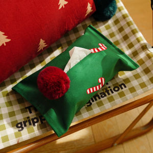 Creative Velvet Tissue Box Christmas Gift Living Room Drawstring Paper Towel Holder Korean Style Macaron Color Handmade