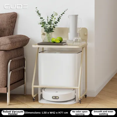 GUDE | Cream Style Floor Standing Robot Vacuum Docking Station Storage Cabinet