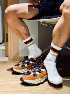 Rainbow Striped Cotton Sweat-Absorbent Badminton Socks