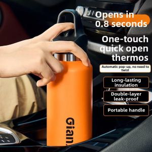 One-Touch Lid Tea Infuser Thermos Large Capacity Travel Mug