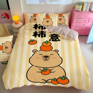 Skin-friendly Guinea Pig Cartoon Bedding Set Single Bed Four-piece Suite Flannel Finish Quilt Cover Sheet Pillowcase Duvet