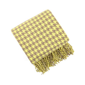 Houndstooth Gift Tassel Blankets Black and White Boho Textured Blanket with Fringe All Season Home Decorations Chunky Blankets
