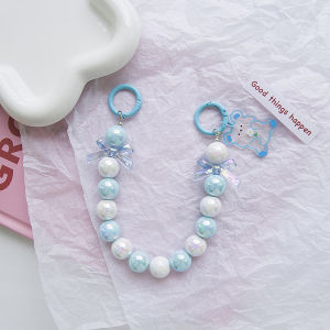 เคสโทรศัพท์มือถือรูปหมีใหม่พร้อมลูกปัดนิรภัย สร้อยคอโทรศัพท์มือถือแบบพกพาสำหรับนักเรียน เครื่องประดับโทรศัพท์มือถือสำหรับเด็กผู้หญิง