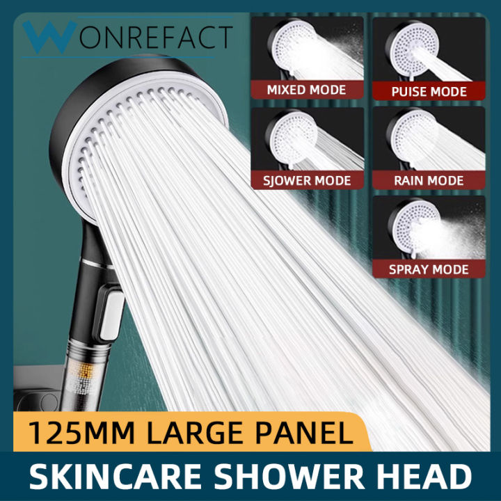 5 Modes High Pressure Skin Care Shower Head Water Saving Handheld Rain ...