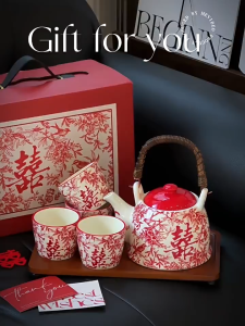 Happy character tea set wedding gift for girlfriends practical high-end feeling wedding companion gift housewarming gift for new homes