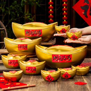 YUEXIAOQI | Khay Trái Cây Hình Thỏi Vàng Trang Trí Nhà Mới