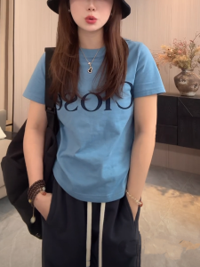 Casual round Neck Short Sleeve T-Shirt Womens Simple Stylish Summer New Arrival Slimming Top Cotton Basic Fit T-Shirt