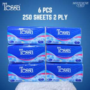 6 Pcs Tisu Wajah / Tissue Tessa 250 Sheets 2 Ply Natural Soft