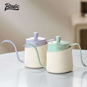 BINCOO 350ML Hand Made Coffee Maker 304 Stainless Steel Hanging Ear with Lid Hand Wash Pot For Home Mini Narrow Mouth Long Sprout Pot