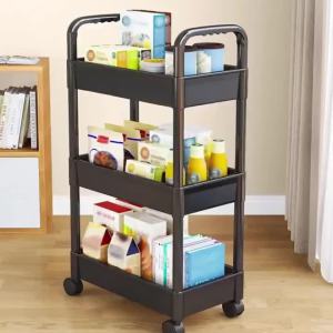 5-Tier Kitchen Storage Shelf Rolling Cart Mobile Trolley Rack with Wheels for Snacks Fruits Vegetables Bathroom Home Organizer 