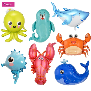 (เข้าใหม่!) ลูกโป่งฟอยล์สัตว์น้ำ น่ารักมากกกกก ปลา ฉลาม ปู กุ้ง ลูกโป่งตกแต่งวันเกิด ลูกโป่งตกแต่งร้านอาหาร