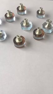 Original High-End Brass Crystal Glass Color-Block Cabinet Handle Transparent Simple Glass Cabinet Knob