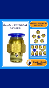 [Combo 5 cái] Đầu nối hơi ren ngoài Ống 6mm Ren ngoài M9.6 M13 M17 M21