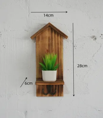Wall Mounted Key Hook Rack No Drilling Required Wooden
