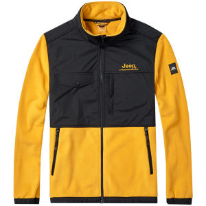Jeep | Jeep Mens Outdoor Fleece Jacket Autumn Winter New Style Color Block Double Layered Fleece Warm Top Windproof Breathable Wear Resistant
