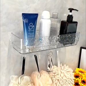 จัดส่งเร็ว แบบถ้วยดูด ชั้นวางของแบบตัวดูดสููญญากาศ ชั้นวางของในห้องน้ำ ติดตั้งโดยไม่ต้องเจาะผนัง ห้องน้ำชั้นวางเครื่องส