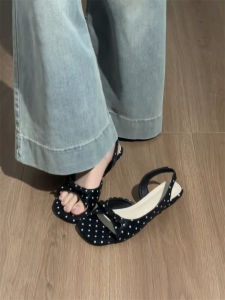 XUJIA | Versatile Stylish Dress Match Slippers Polka Dot Bow