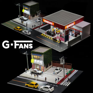 G Fans 1/64 Scale Diecast Car Garage Diorama Model Miniature Parking Lot Scene for Vehicle Display and Toy Background Collection