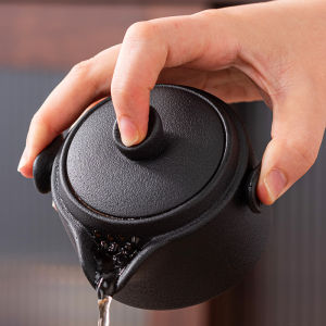 Retro Black Ceramics Tea Pot with Lid And Cup Anti-Scald Small Single Pot for Home Office Use Ceramic Gongfu Tea Set for Brewing Tea