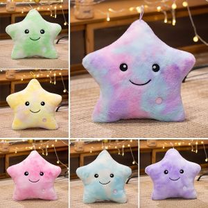 Tie-Dye Rabbit Fur luminous Star Plush Toys Cartoon Lovely Colouful Shiny Star Stuffed Dolls Soft Homedecor Sleeping Pillow